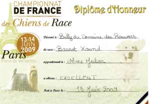 Diplôme d'honeur du Championnat de France 2009