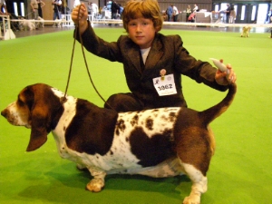Danil et notre basset hound Allumette au Championnat de France  Paris